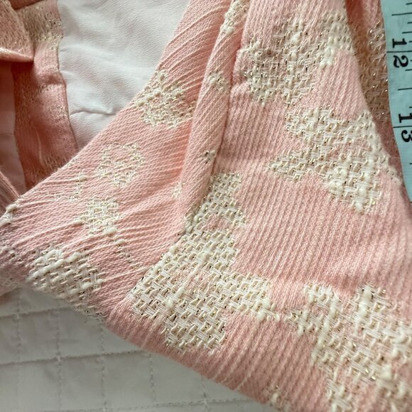 Lavender Brown Pink & Cream Textured Sleeveless Romper With Cutout Waist - Picture 9 of 9